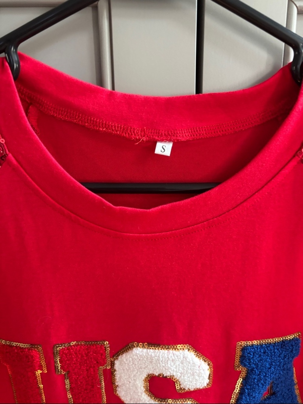 Patriotic Red USA Graphic Tee. 4th of July. Patriotic! Bling S - Picture 4 of 4